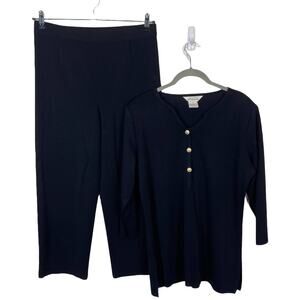 Exclusively Misook Black Easy Care Pant Set Medium